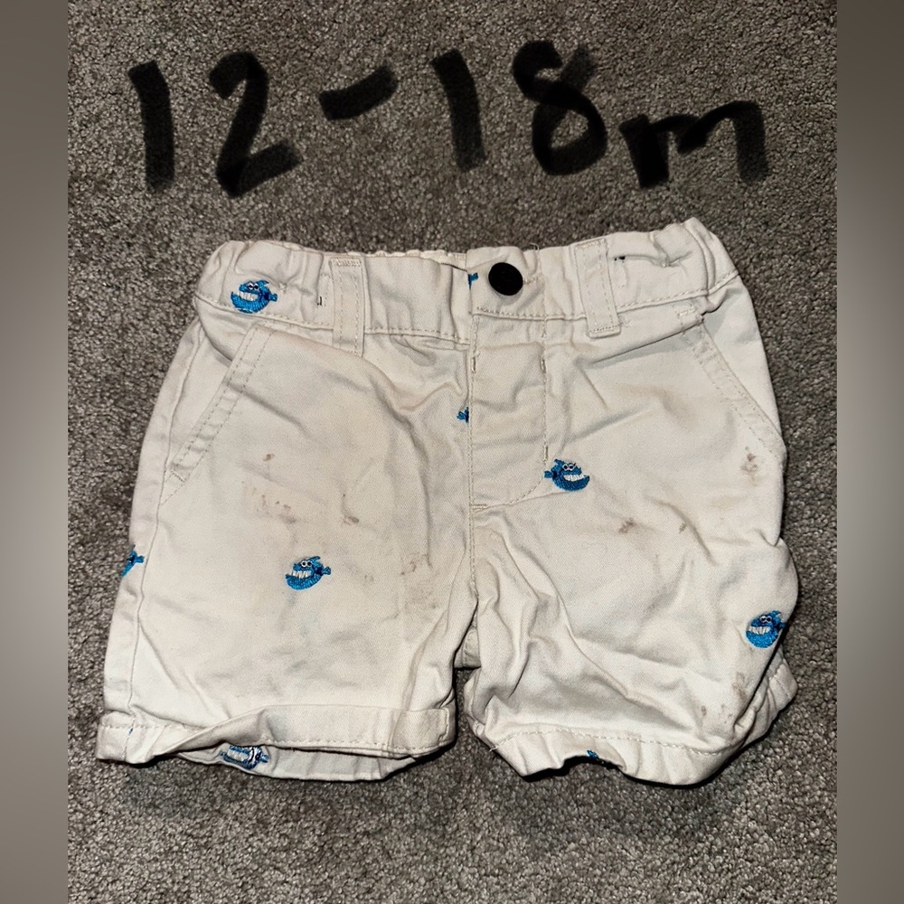 Kids Shorts with Blue fish design 12-18 months